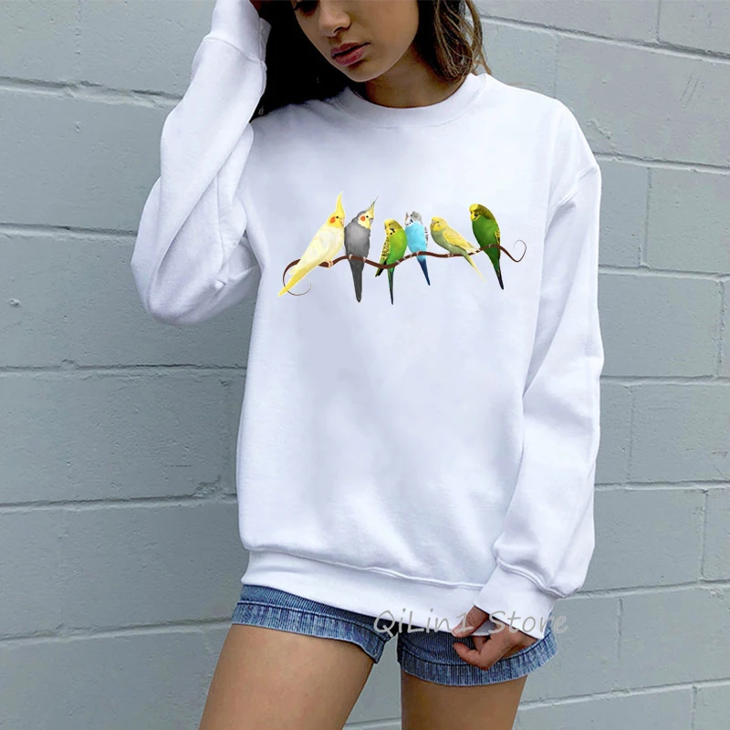 Cute Cockatiel Hoodie Woman Funny Tracksuit Graphic Hoody Ladies Moletom Feminino Streetwear Winter Clothes Kawaii Parrot Hoodie