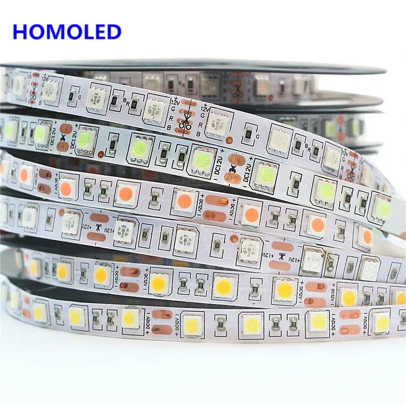 5M IP65 Waterproof  Flexible Led Strip Light SMD 5630/5050/2835 DC 12V Led Tap Ribbon White/Warm White/Yellow/Red/Green/Blue/RGB