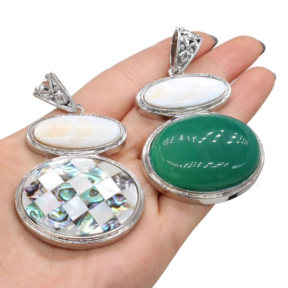 Natural Abalone Shell Pendant Gemstones Crystal Agat Lapis Lazuli Charms for DIY Jewelry Making Exquisite Necklace Accessories - view 2