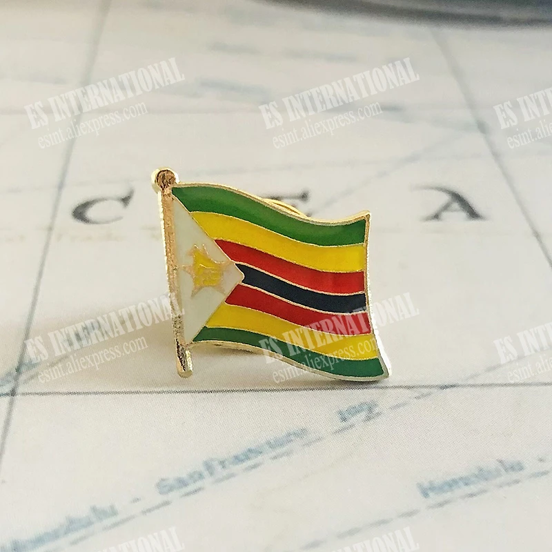 ZIMBABWE National Flag Embroidery Patches Badge Shield And Square Shape Pin One Set On The Cloth Armband   Backpack  Decoration