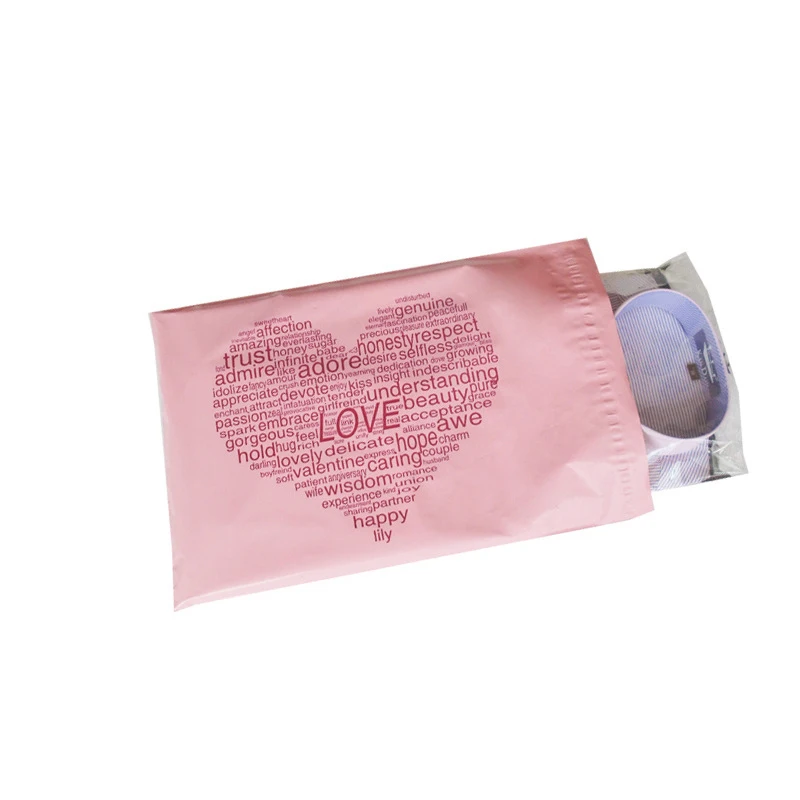 100Pcs 28x42cm Pink Plastic Packaging Bag Love Pattern Courier Bags Waterproof Shipping Mailing Bags Self Adhesive Poly Mailers