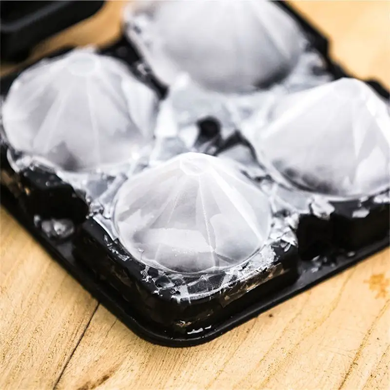 Ice Mold Silicone Rubber Diamond Alligator Black 4 Pack Personalized Bar Cocktail Accessories Maker Ice Cube Tray