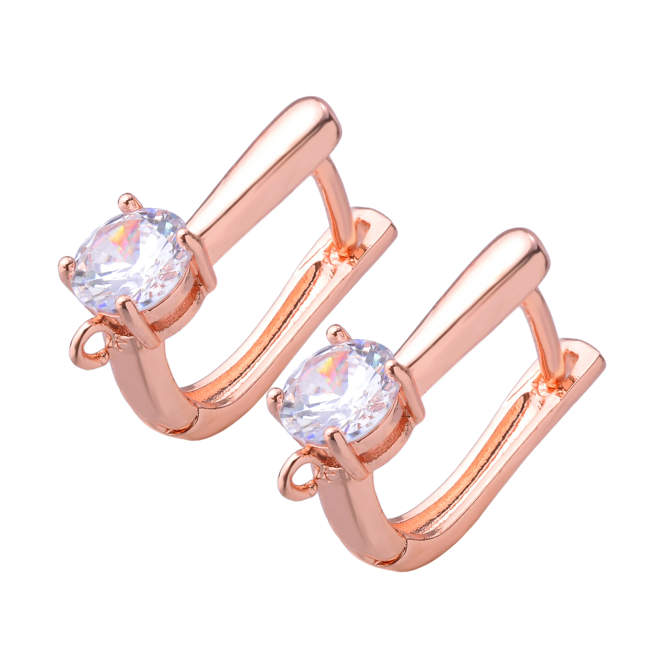 4 Color DIY Earrings Hooks Accessories Luxury Rose Gold Zircon Earrings Fasteners Woman Earring Handmade Jewelry Making Supplie