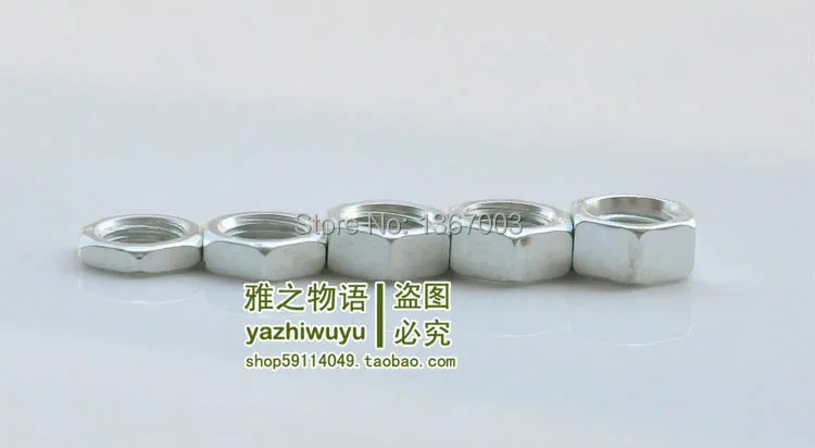 20PCS 3,4,5,6,7mm thick M10 hex nut Lamps DIY Accessories / nut white zinc / M10 tooth tube parts