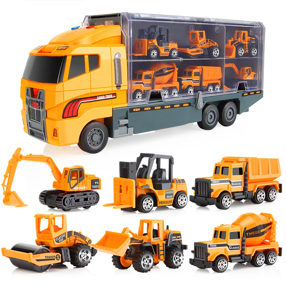 Fire Truck Alloy Toys Car Diecast Helicopter Container Truck Combination Vehicles Educational Toys for Children Boys Gift