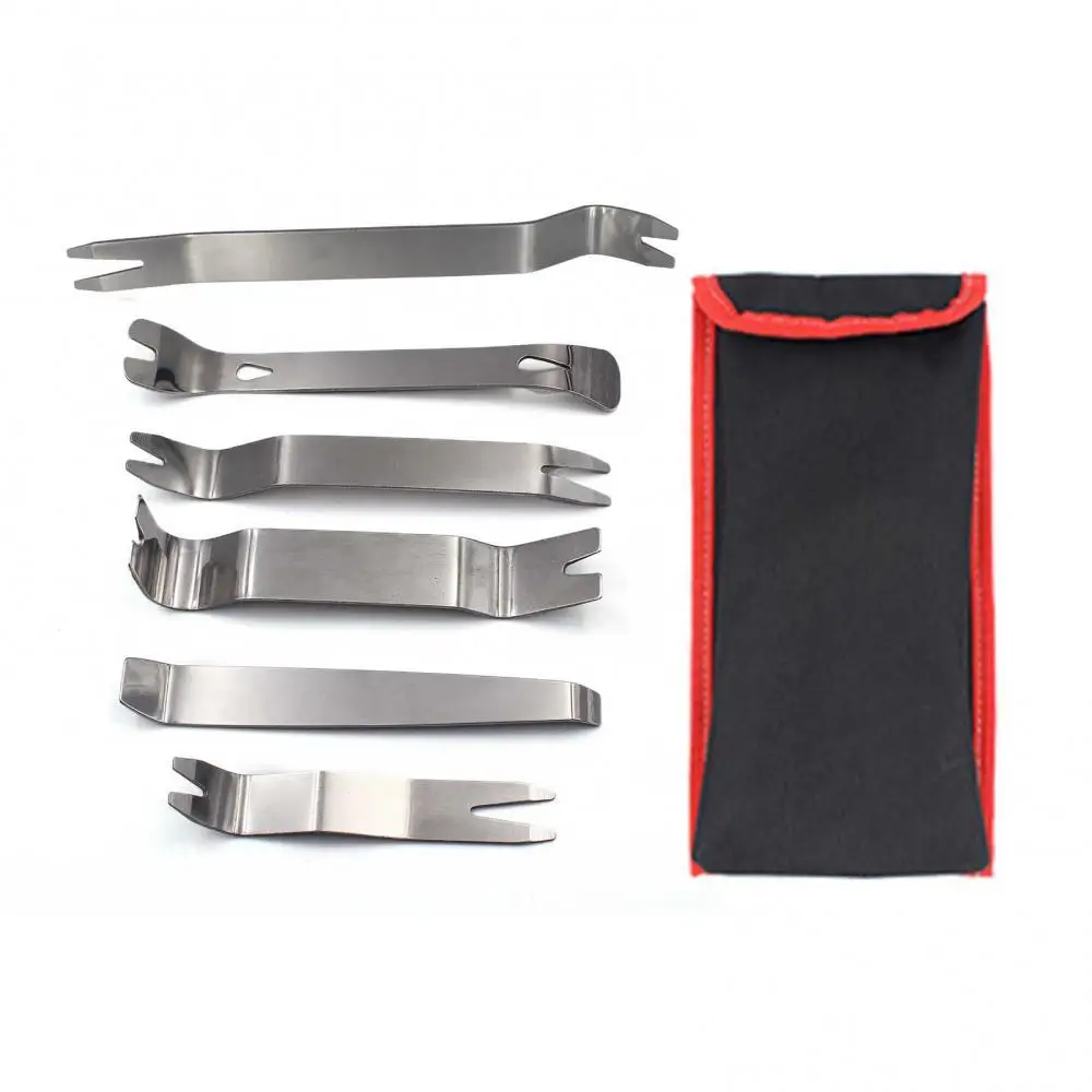 6Pcs/Set Professional Portable Automobile Stainless Steel Audio Disassembly Trim Pry Hand Tool Kit Car Accessories Supplies 