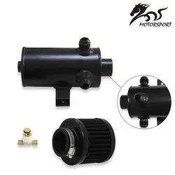 Universal Black Silver AN10 Aluminium Car Baffled Engine Oil Catch Can 750ml with 3 Port Breather Filter Kit Fuel Tank
