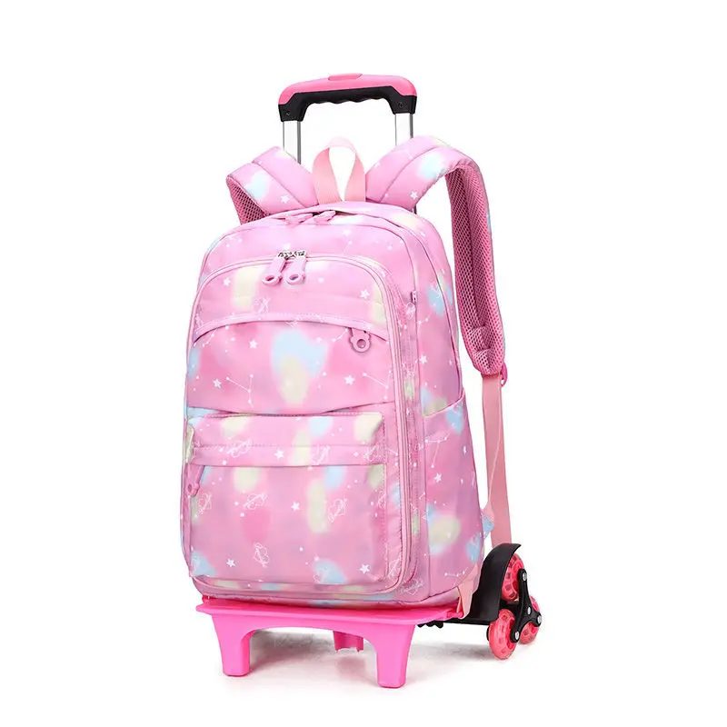 Imagem -04 - Mochila Escolar para Meninas Bolsa de Rodas Bolsa de Livro Estudantil com Rodas Kids Rolling Travel Trolley Bags