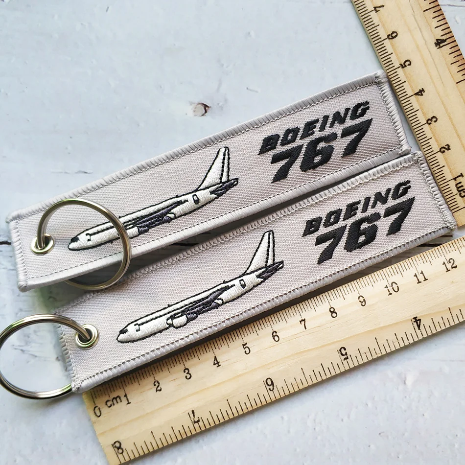 1 Set Grey Boeing 767 Plane Bracelet Phone Strap Embroidery Keys ID Card Gym Straps USB Badge Holder for Aviator Christmas Gift