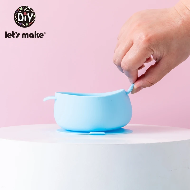 Let'S Make 5PC Waterproof Silicone Baby Feeding Bowl Double Ears Non-Slip Feedings Silicone Bowl Tableware Baby Plate