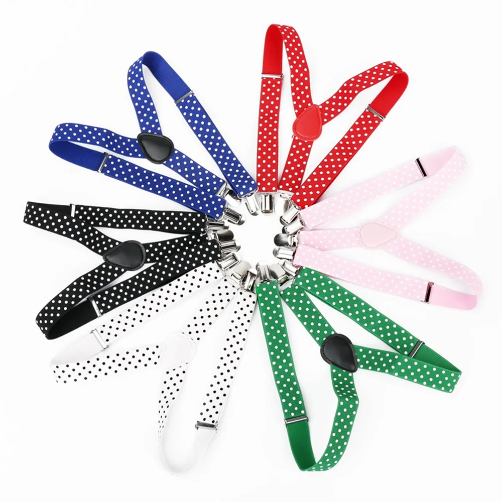 Kids Baby Polka Dot Suspenders 3 Clip Adjustable Elastic Strap Boys Girls Suspenders Braces Children Party Apparel Accessories