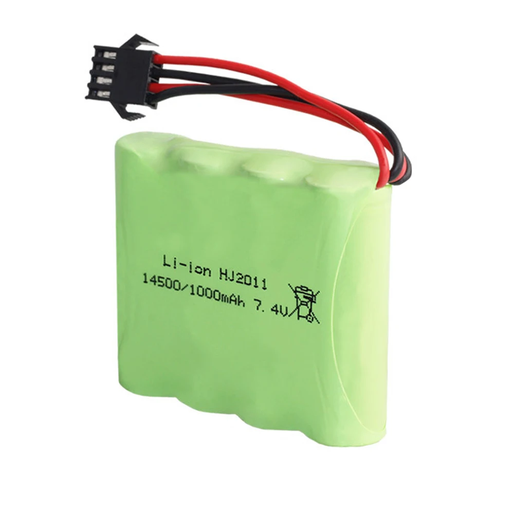 7.4V 1000mah Lipo Battery 14500 SM4P Plug for 1/16 RC  Off-road Vehicle 4WD Drive High-speed Climbing Drift Racing Car toy parts