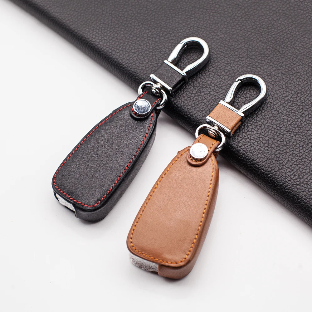 High quality carrying leather car key cover for Ford Focus 3 Focus MK4 Ecosport Kuga remote control dust collector