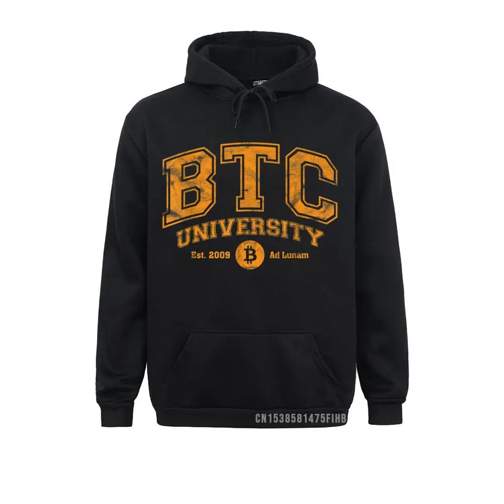 

BTC University To The Moon Funny Distressed Bitcoin College Hoodie Sweatshirts Mother Day Hoodies Graphic Comics Custom Mens