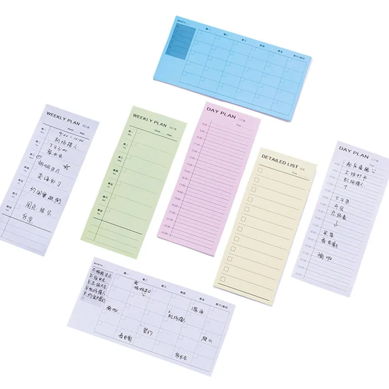 Korean Simple Daily Weekly List Study Office Supplies Message Memo Pads Schedule Label Paper Notebook Tearable Sticky Notes Tabs