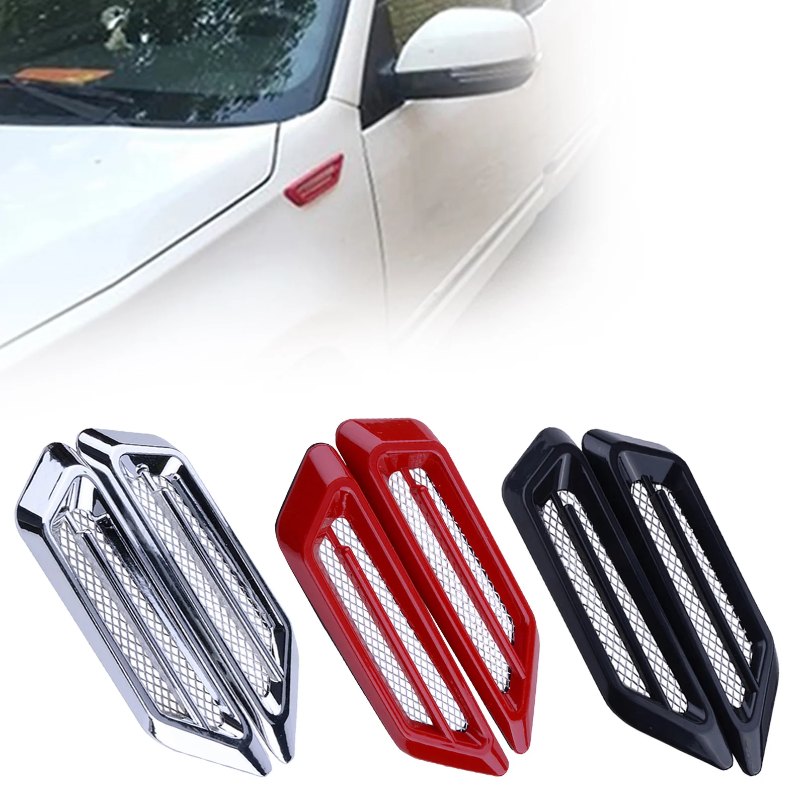 

Car Exterior Hood Air Flow Side Fender Vent Intake Air Wing Cover Trim Car Styling Shark Gill ABS 3D Decoration New Decorations