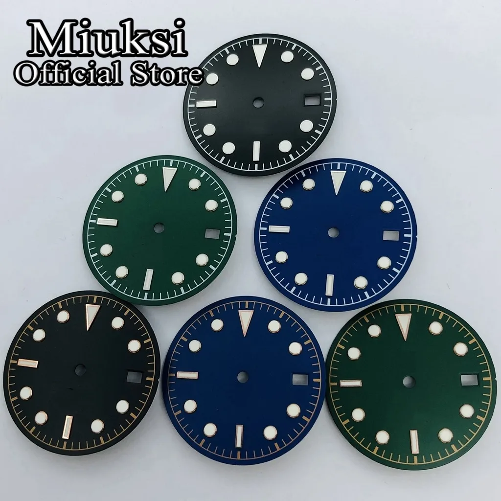 Miuksi 30.5mm black blue green sterile luminous dial fit NH35 ETA 2824 2836 Miyota 8215 821A Mingzhu DG2813 3804 Seagull 1612