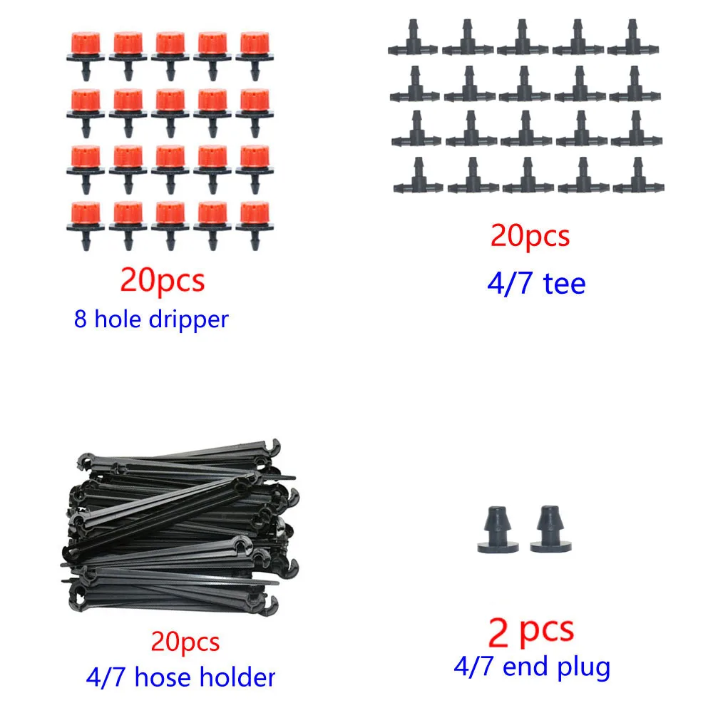 Kit de conector de gotero de riego por goteo para jardín, sistema de enfriamiento por pulverización de Micro niebla, manguera de 4/7mm, aspersor de riego automático con T