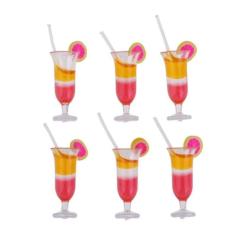 6Pcs 1:12 Dollhouse Miniature Drink Juice Cups Dolls Kitchen Food Accessories Simulation Kitchen Toys