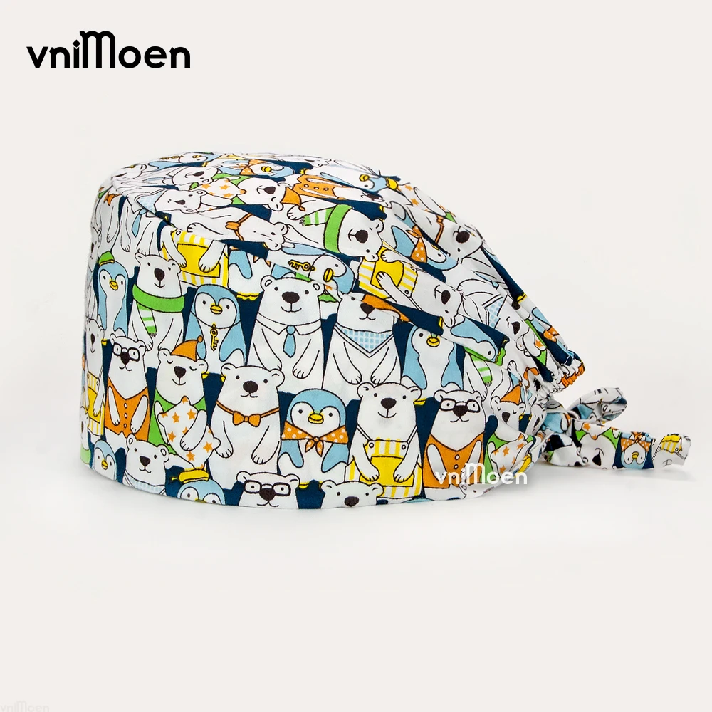 animals print caps cotton breathable print adjustable work hats beauty hats Scrubs cap