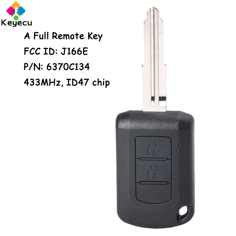 KEYECU Remote Car Key With 2 Buttons 433MHz ID47 Chip for Mitsubishi Eclipse Cross GK1W/2W/9W 2017 2018 2019 2020 Fob 6370C134