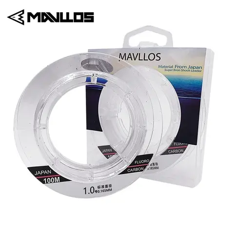 Mavllos linha de pesca de fluorocarbono de pia completa 50m 100m 100% monofilamento linhas de pesca de carpa líder linha de fibra de carbono japonesa