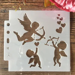 14*13cm Cupid Angel DIY Layering Stencils Wall Painting Scrapbook Coloring Embossing Album Decorative Template