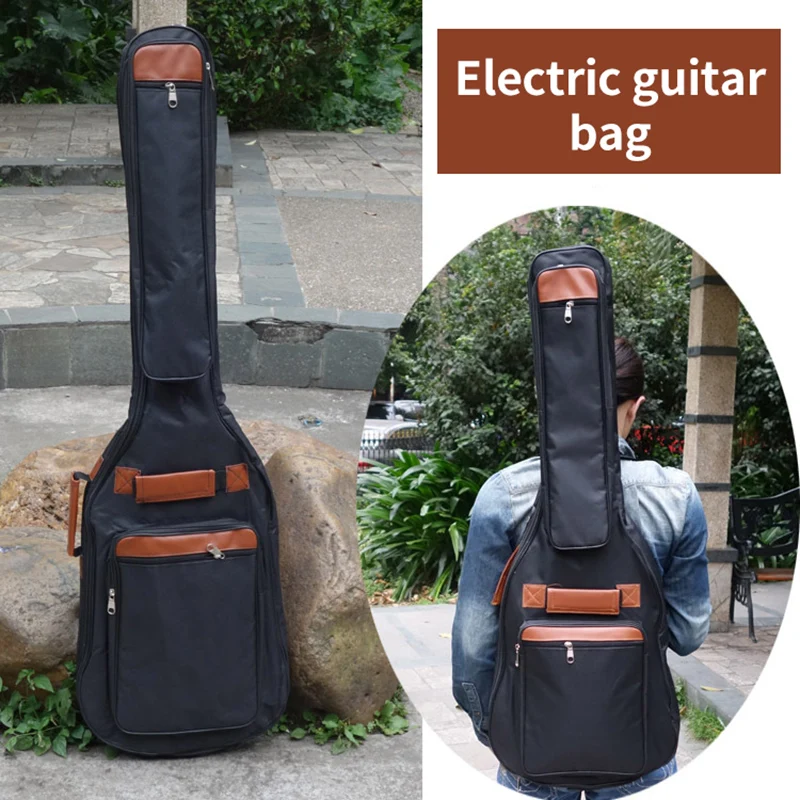 Electric Bass Guitar Bags 600D Waterproof Acoustic Guitar 8mm Thichen Padded Cover Shoulder Straps Black Gig Handbags XA261M