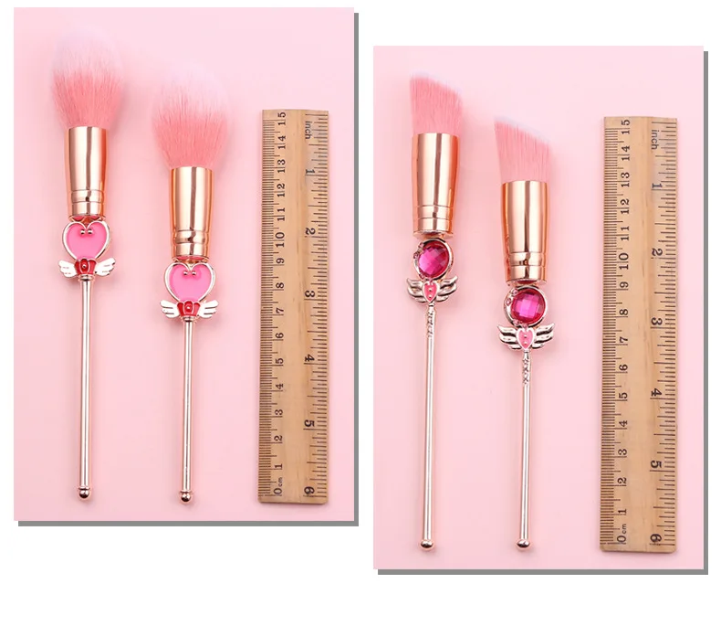 Sailor Moon Cosplay Cosmetic Makeup Brushes Set 8pcs Tools Kit Eye Liner Shader Foundation Powder Natural-Synthetic Pink Hair