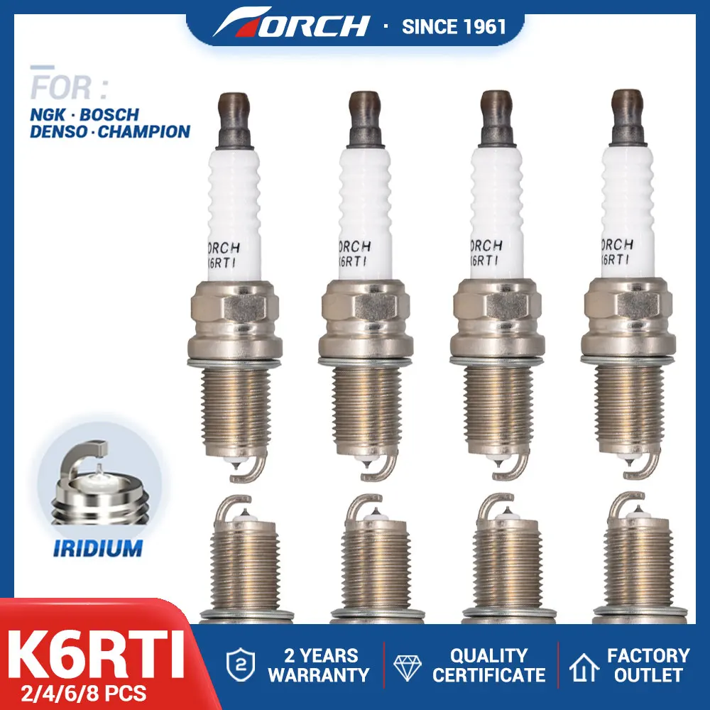 Ignition System Candles High Performance Torch K6RTI Iridium Spark Plug Replacement for Candle BKR6EGP Denso IK20TT