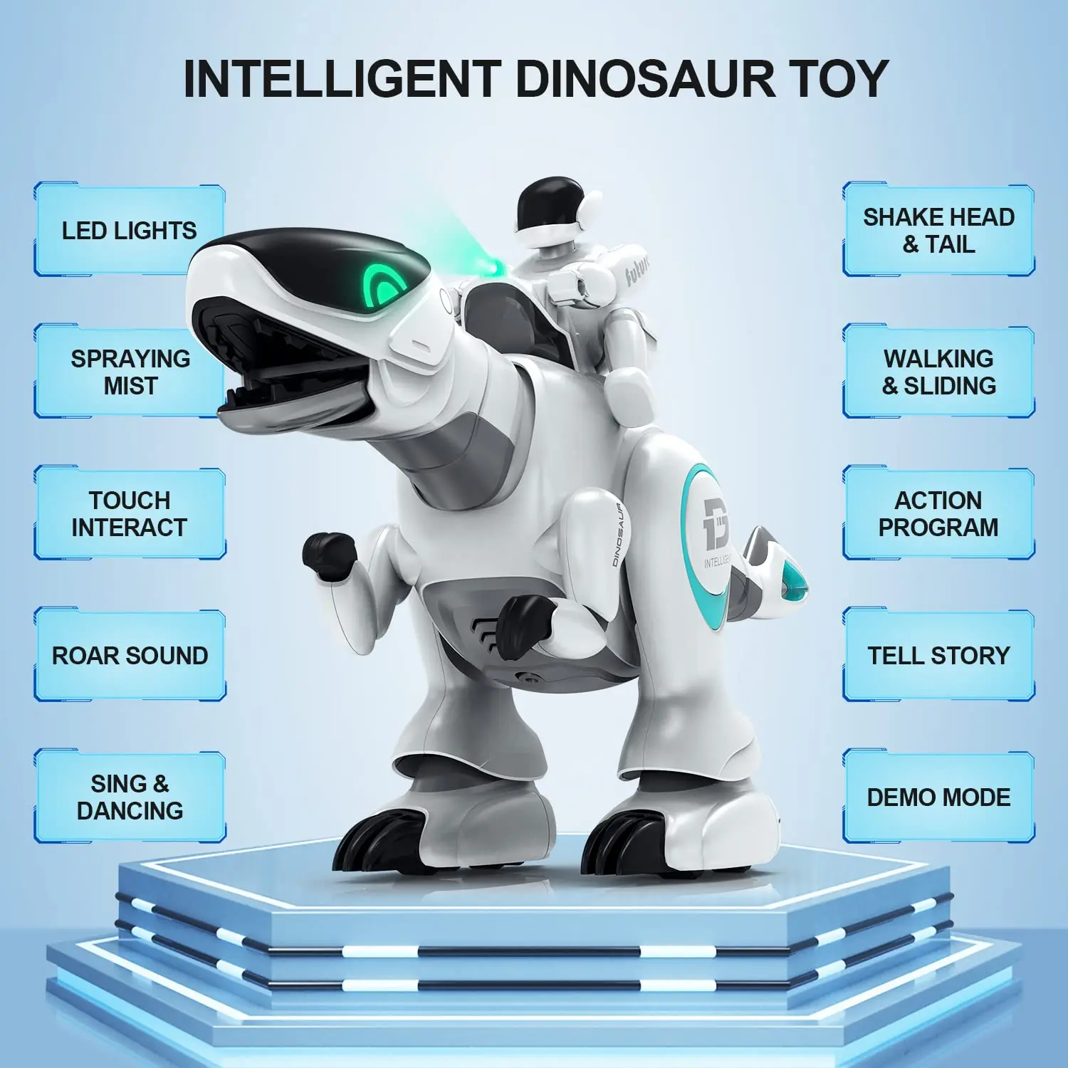 Smart Remote Control Dinosaur 23.6 Inch With LED Lights Mist Spray Intelligent Touch Function Dinosaurs Toys English Version