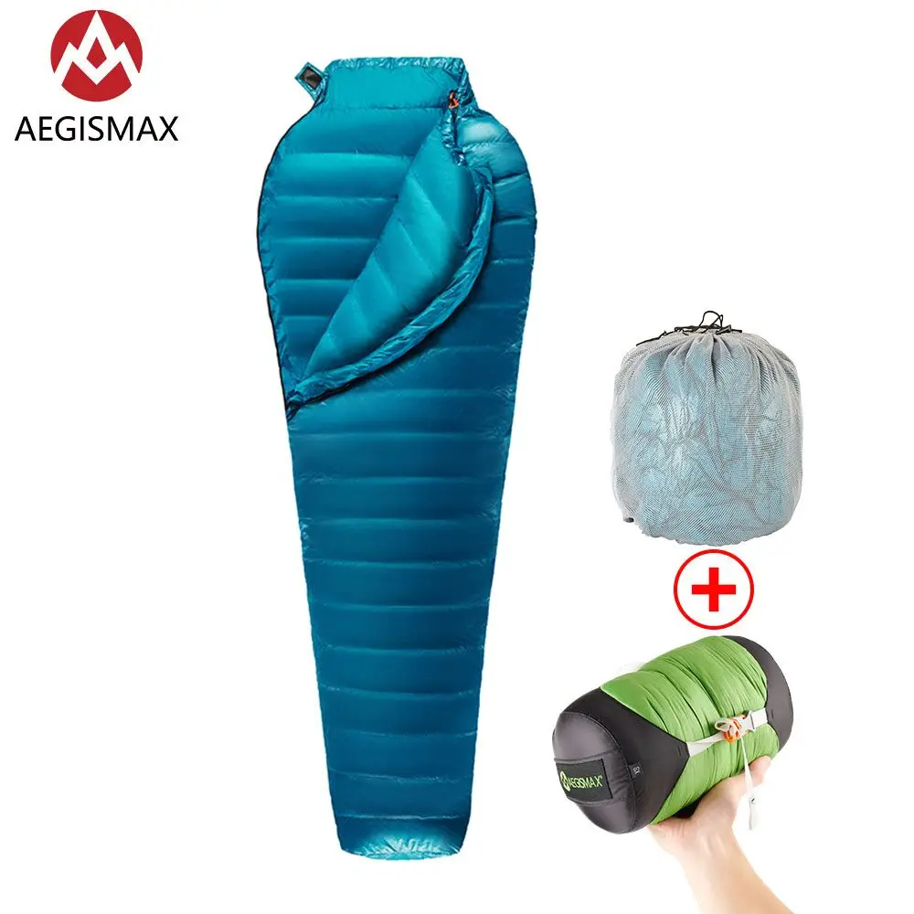 AEGISMAX M2 New Upgrade Ultralight  Mummy 95%White Goose Down Sleeping Bag Outdoor Camping Hiking Fully Lining Structure