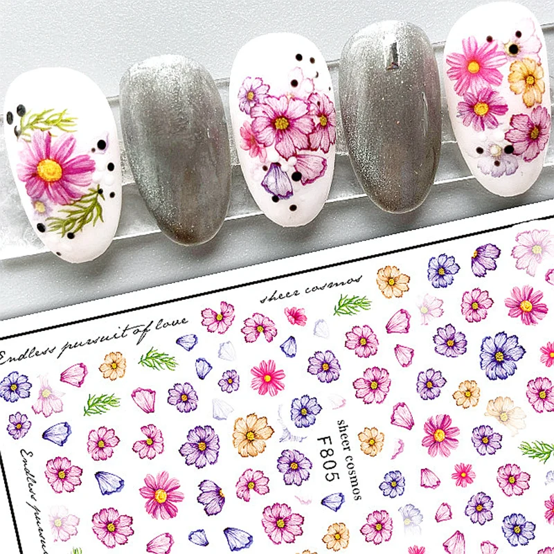 

Adhesive Beauty Black Rose Flower Nail Decoration Sticker Deco Nail Art Foil Decals Manicure Nails Supplies Tool Daisy