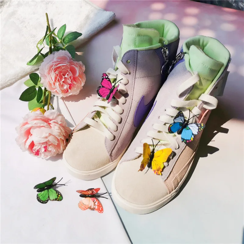 colorful 1pcs plimsolls canvas Shoe Charms Decoration Buckle clip DIY cloth butterfly combiation pin party Gifts drop shipping