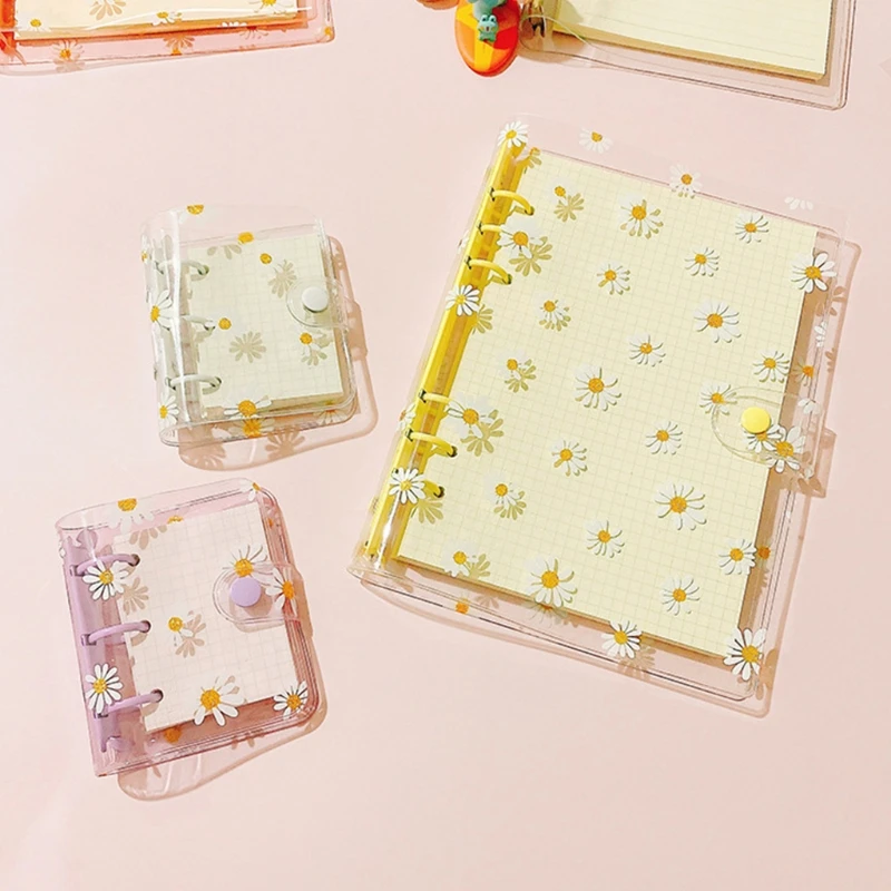 Flower Binder 6-ring Transparent Binder Cover Button Clamp Planner Binder Loose-leaf Notebook Dropship