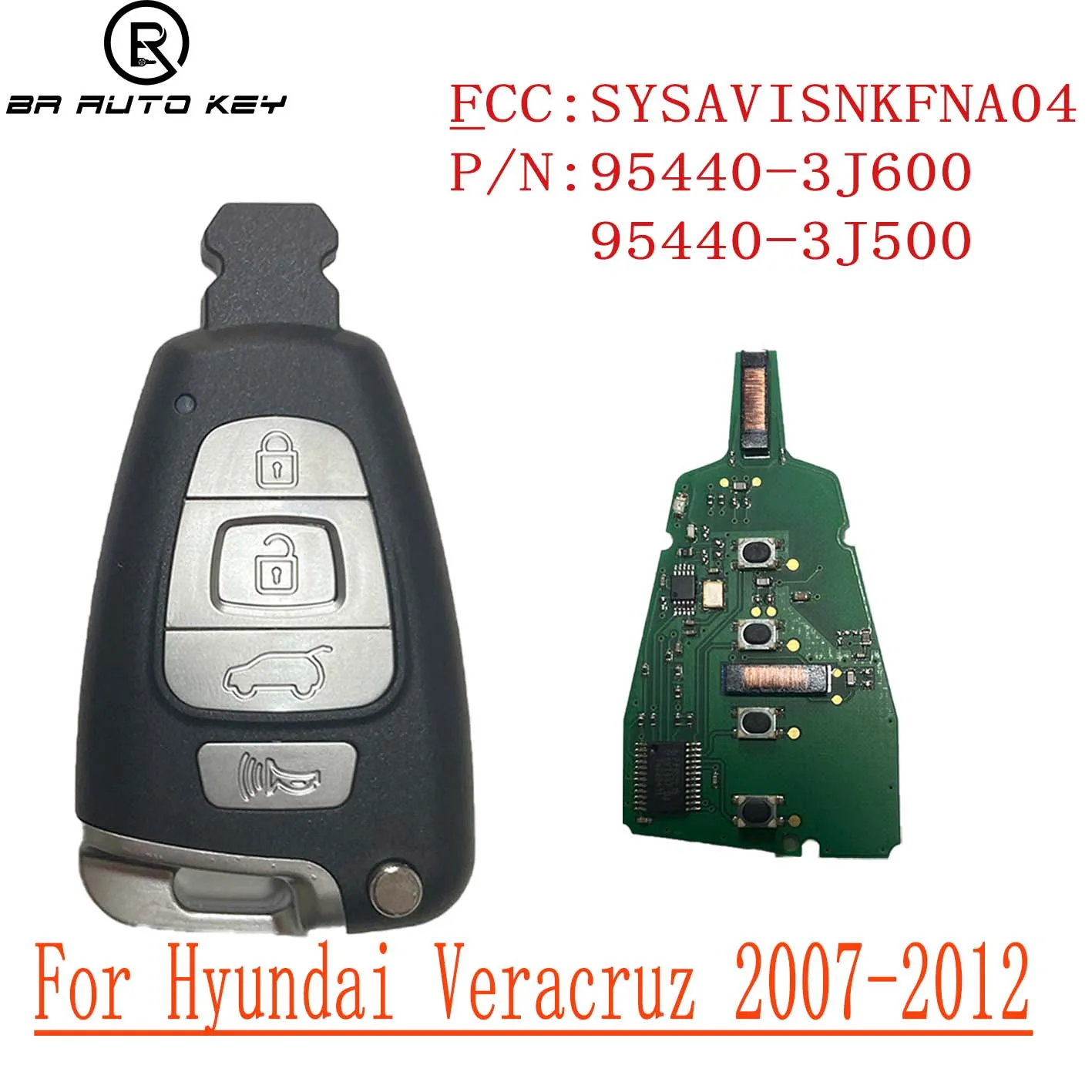 

Smart Proximity Remote Car Key Fob for Hyundai Veracruz 2007-2012, 315/434MHZ ID46 Chip Fob 4 Buttons 95440-3J600 3J500