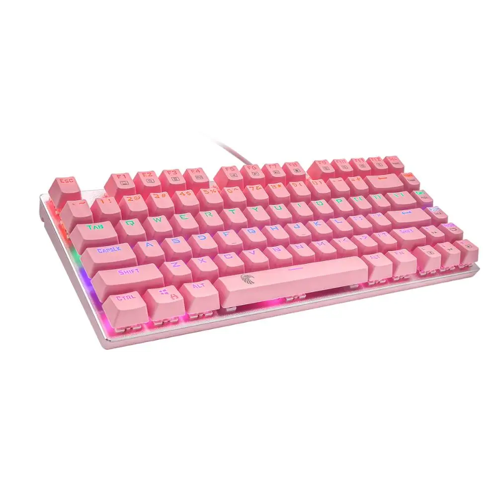 Z-88 Small Mechanical Keyboard, E-Element Rainbow Led Backlit 81 Keys Wired Gaming Keyboard,Tenkeyless Design Metal Top-Panel