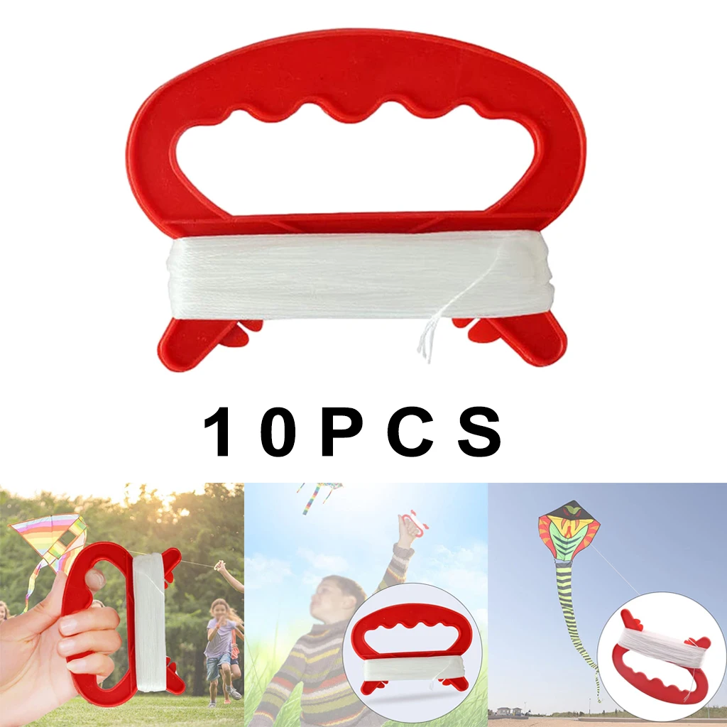 10Pieces Flying Kite Spool Handle with Line Kite String Outdoor Sports Tool