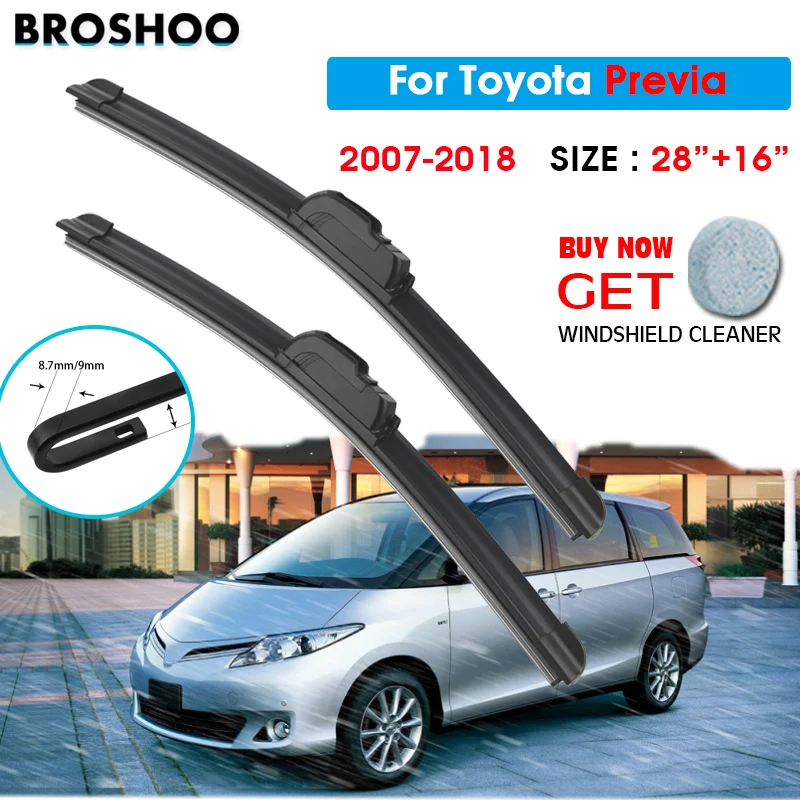 

Щетки стеклоочистителя для Toyota Previa 28+16 дюймов, 2007-2018, для лобового стекла, с креплением U-образного типа