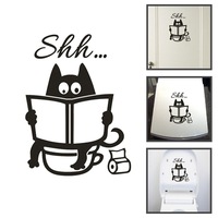 Creative Funny Shh... Toilet Wall Sticker For Bathroom Door Decoration Vinyl Home Decals Waterproof Removable Stickers Decor
