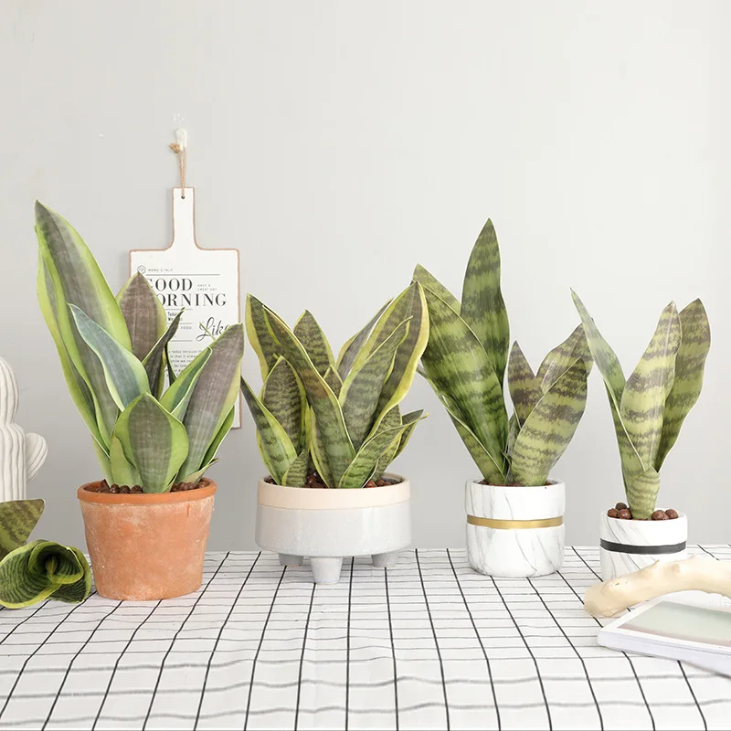 Plantas artificiales para decoración de jardín, ramas de Sansevieria de plástico, bonsái para exteriores, DIY