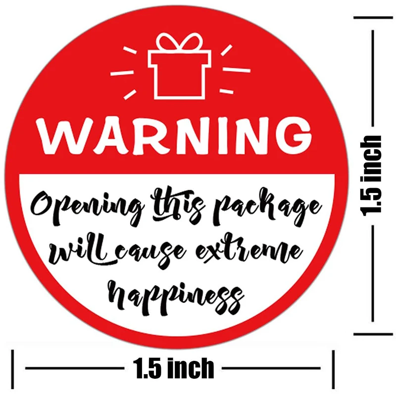 Warning Sticker Labels Red White Adorable Extreme Happiness Labels For Business Gift Packaging Sealing Envelope Stickers 500pcs