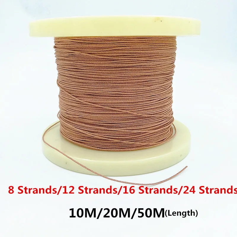 10m/20m 8/12/16/24 Strands Speaker Lead Wire Braided Twisted Copper Cable Gold DIY for 5