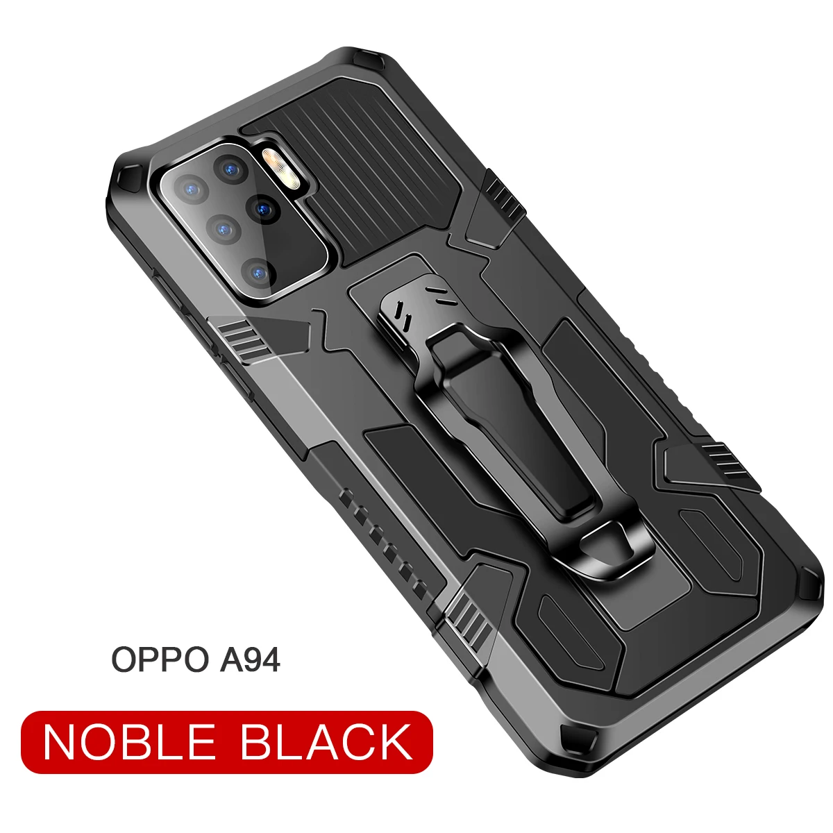 Coque blindée antichoc pour OPPO Reno 5 Lite F17 F19 Pro A94 A93 A74 A73 A54 A53 A15 A31, Clip de ceinture en métal, support arrière