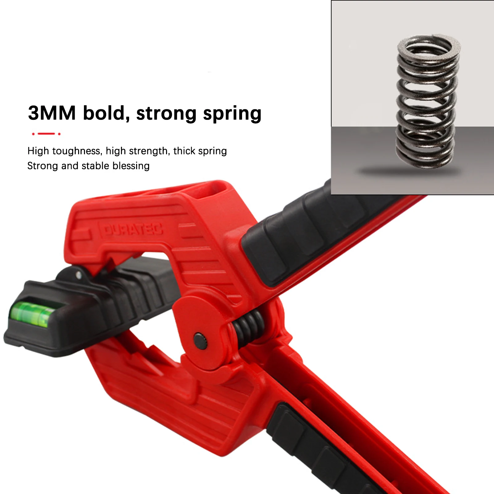Abrazadera con instrumento de medición de nivel, herramientas de mano Rojas hechas de Material ABS, Clip de resorte de 200mm de longitud