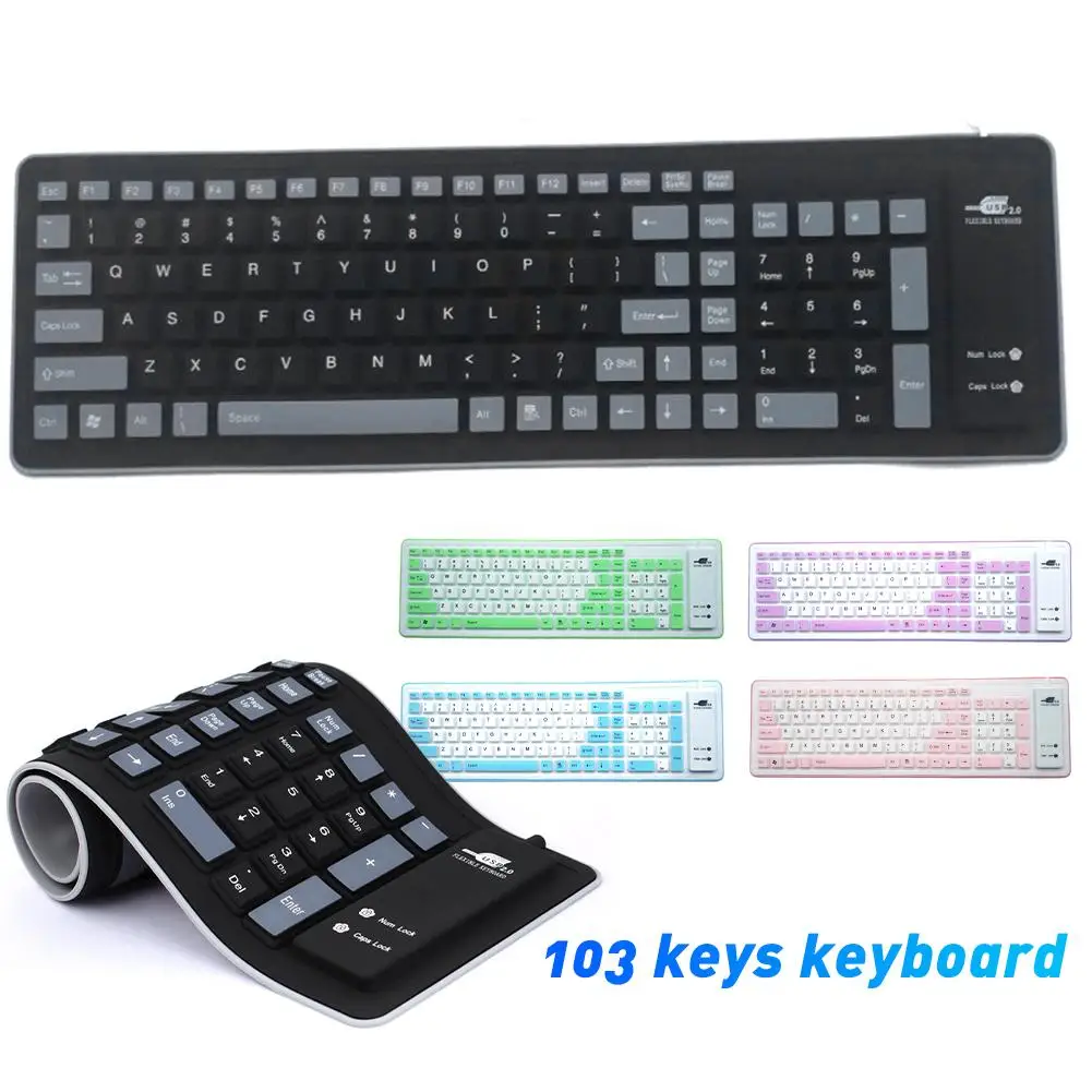 Portable Folding Bluetooth Keyboard Wireless Rechargeable Foldable Touchpad Keypad for IOS/Android/Windows Tablet 103 Keys