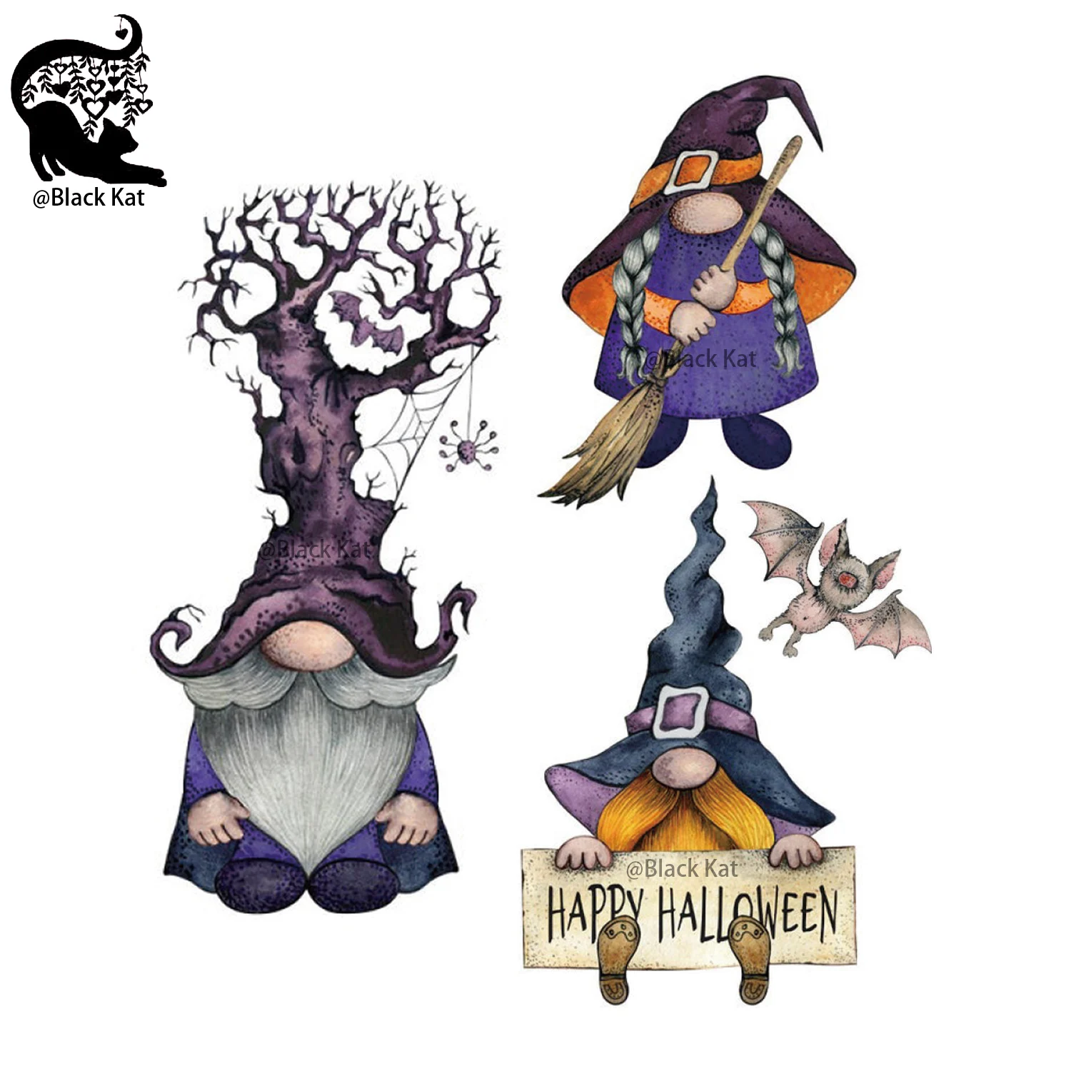 New Trick or Treat Gnomes Dies Santa Halloween Tree Pumpkin Bat Magic Broom Metal Cutting Dies  DIY Scrapbook Gift Card Craft