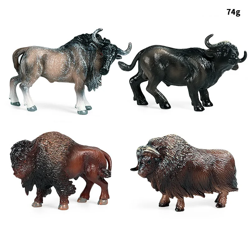 De Nieuwe Simulatie Effen Wild Dier Model Bull Bison Ranch Koe Set Pvc Dieren Actiefiguren Speelgoed Kinderen Kerst gift