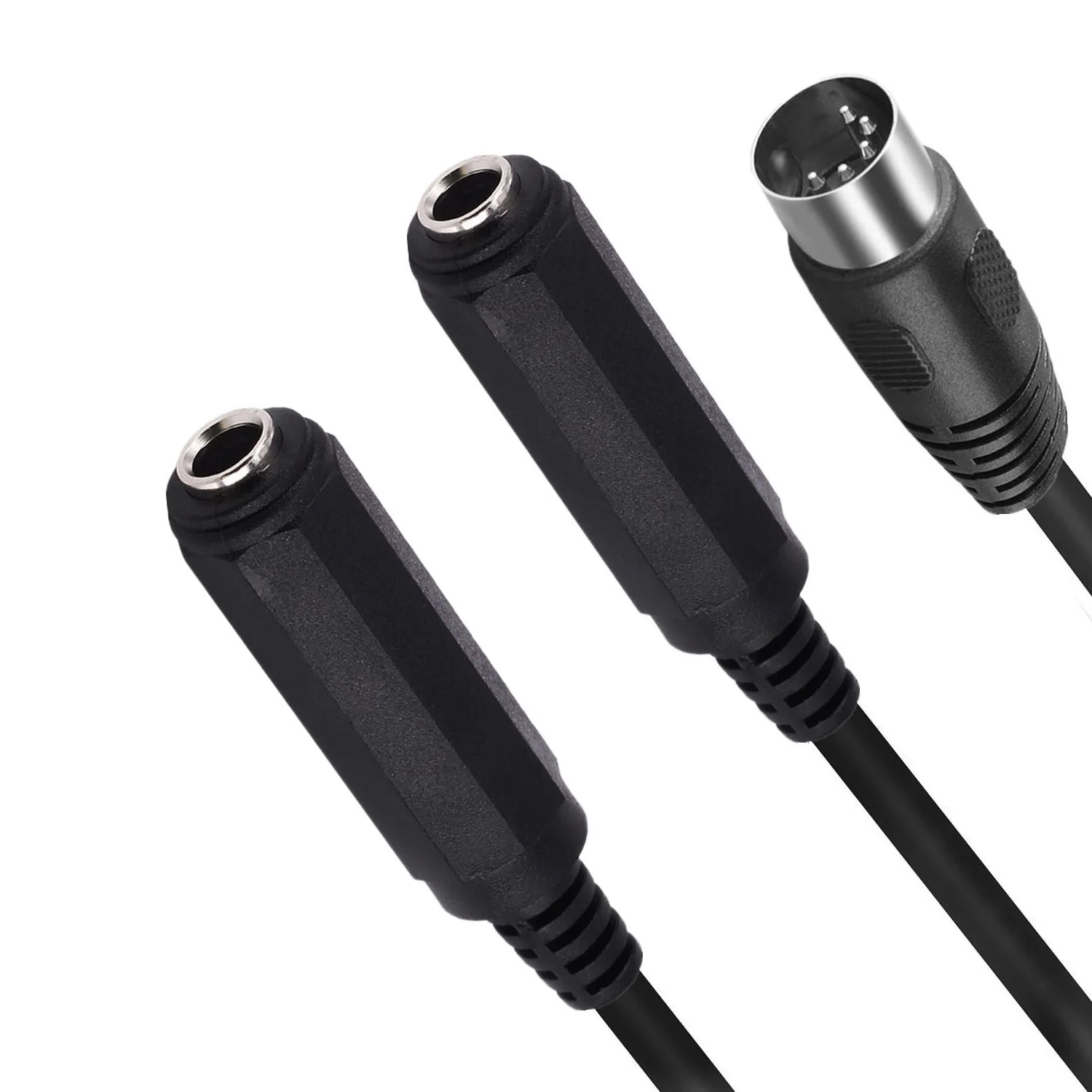 MIDI DIN 5-контактный штекер на 2 гнезда 6,35 мм 1/4 дюйма TRS Стерео Y-разветвитель Клавиатура Гитарный динамик Аудио адаптер AMP Кабель