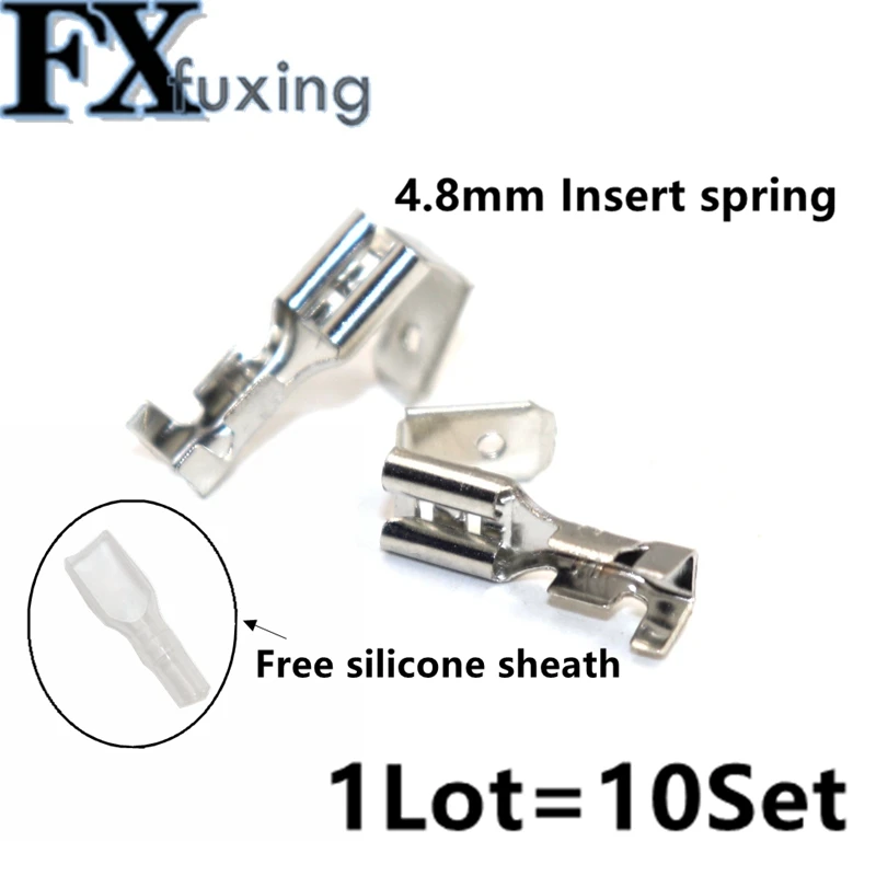 50Set 6.3mm 4.8mm  Against The Back Shoulder Of Male and Female Plug Spring Terminals Inserted Cold Terminal With Case Connector